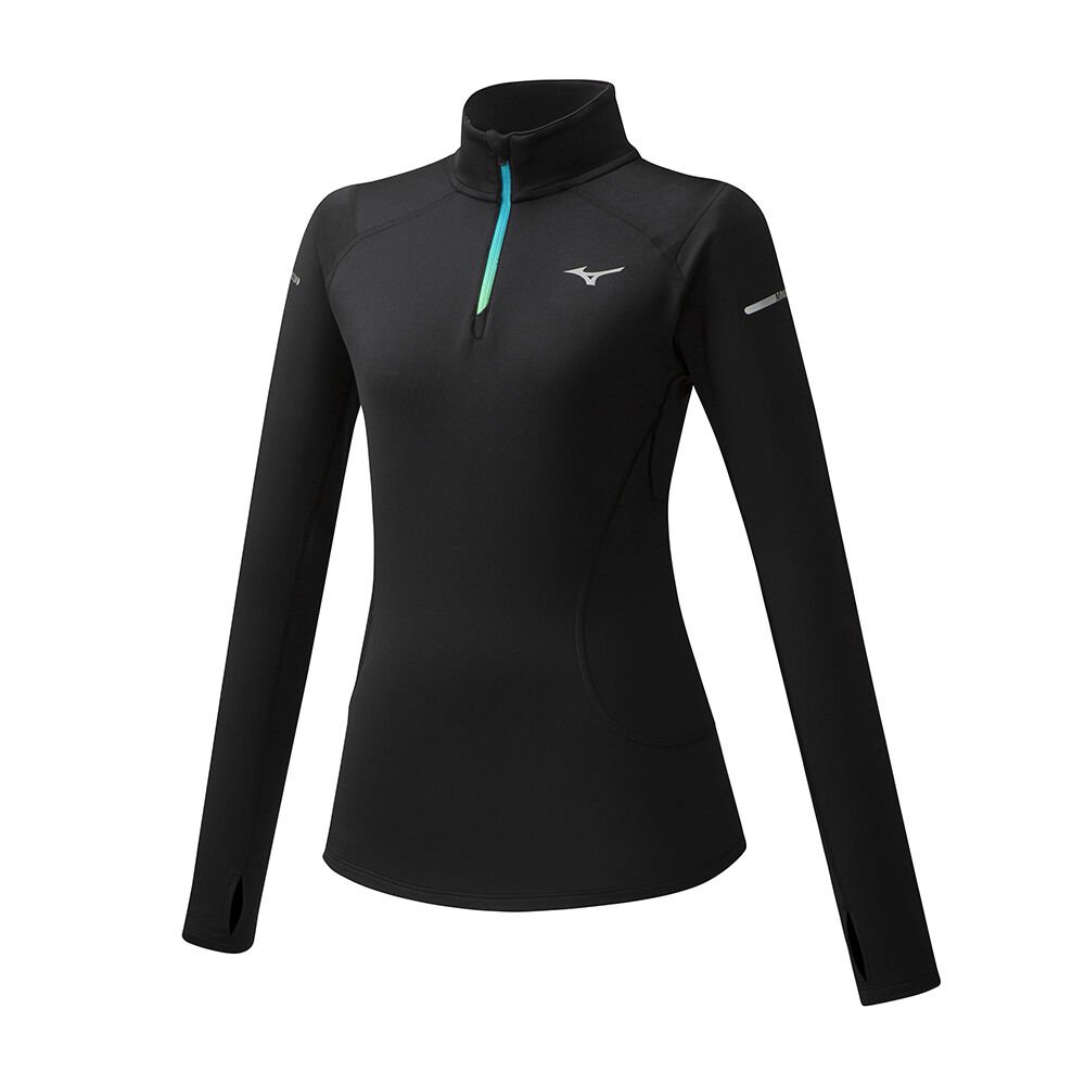 Womens Mizuno Warmalite HZ Running Tops Black Philippines (PYFOZA281)